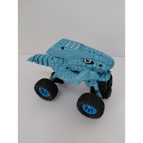 Kids Monster Truck Toy Dinosaur Pull Back Car 4x4 Blue - Picture 3 of 5